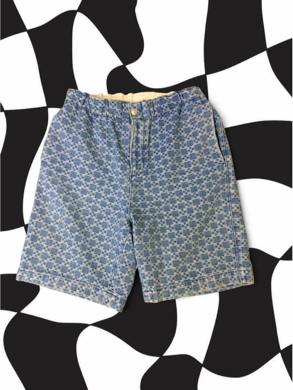 Sandro blue & white geometric patterned shorts